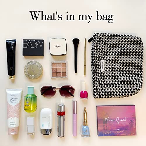 STARDW Parallel Checkered Makeup Bag Cute Cosmetic Bags for Women Girls, Travel Toiletry Bag Large Capacity Zipper Makeup Pouch, Purse Organizer Pouches(Checkered) - Image 3