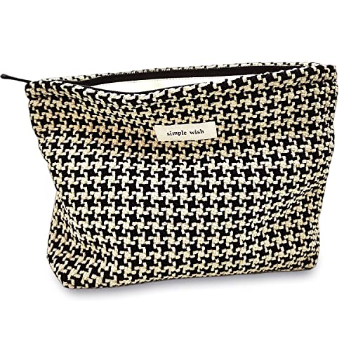 STARDW Parallel Checkered Makeup Bag Cute Cosmetic Bags for Women Girls, Travel Toiletry Bag Large Capacity Zipper Makeup Pouch, Purse Organizer Pouches(Checkered) - Image 1