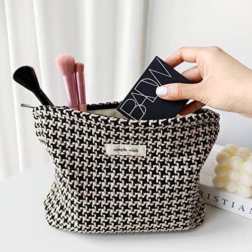 STARDW Parallel Checkered Makeup Bag Cute Cosmetic Bags for Women Girls, Travel Toiletry Bag Large Capacity Zipper Makeup Pouch, Purse Organizer Pouches(Checkered) - Image 2