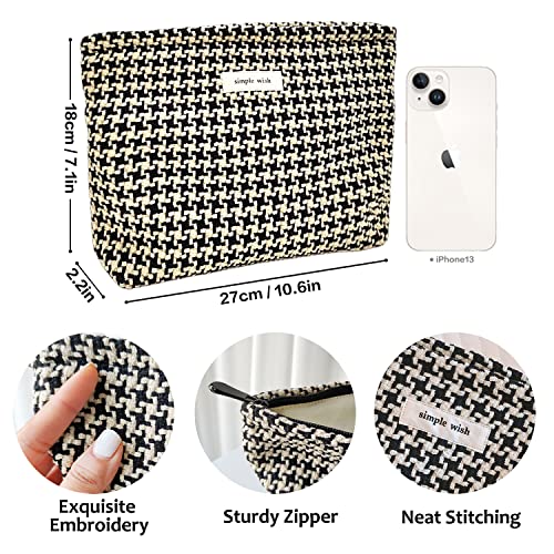 STARDW Parallel Checkered Makeup Bag Cute Cosmetic Bags for Women Girls, Travel Toiletry Bag Large Capacity Zipper Makeup Pouch, Purse Organizer Pouches(Checkered) - Image 5