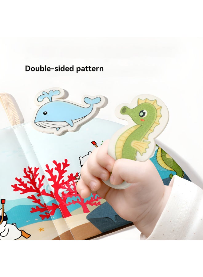 Baby Tear Tear Cloth Book Early Childhood Education Baby Toys Tear Quiet Book Washable Bite Educational Early Childhood Education Toys-Color:Marine Animal Tear-off Cloth Book (pe Zipper Bag)  - Image 4