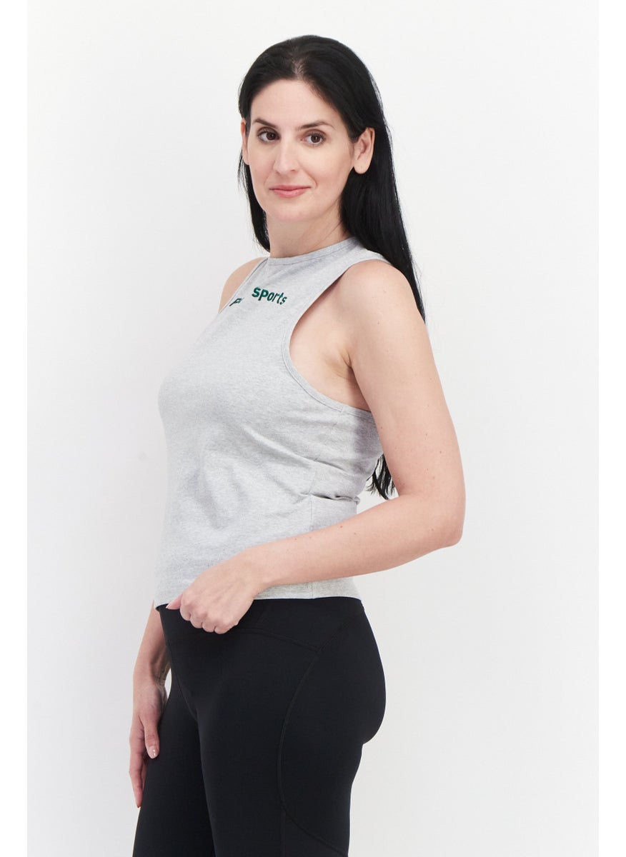 PUMA Women Sportswear Fit Brand Logo Training Top, Grey  - Image 4