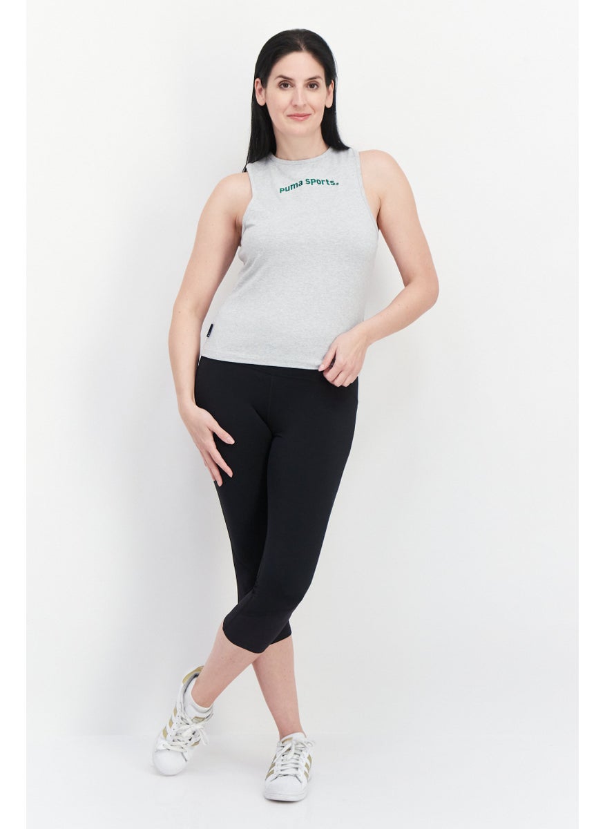 PUMA Women Sportswear Fit Brand Logo Training Top, Grey  - Image 3