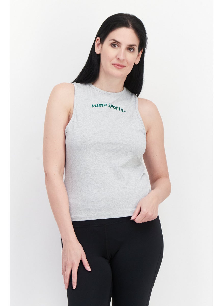 PUMA Women Sportswear Fit Brand Logo Training Top, Grey  - Image 1