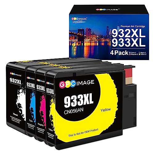 GPC Image Remanufactured Ink Cartridge Replacement for HP 932XL 933XL 932 933 to use with Officejet 7110 6600 6700 6100 7612 7610 Printer (Black,Cyan,Magenta,Yellow) - Image 1