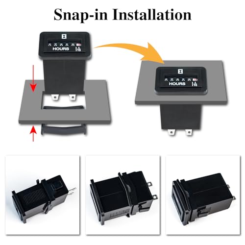 Jayron JR-HM001 Snap in Mechanical Hour Meter Rectangular Hour Meter for DC 6V to 80V Power Equipment Such as Fork Lifts,Golf Carts,Floor Care Equipment,and Any Other Battery Powered Equipment - Image 5