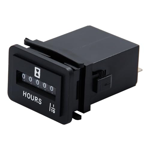 Jayron JR-HM001 Snap in Mechanical Hour Meter Rectangular Hour Meter for DC 6V to 80V Power Equipment Such as Fork Lifts,Golf Carts,Floor Care Equipment,and Any Other Battery Powered Equipment - Image 1