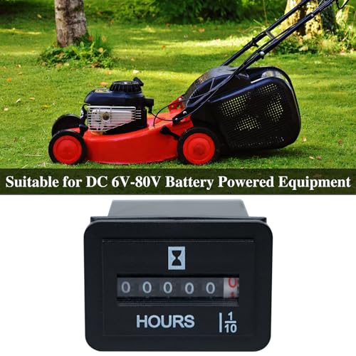 Jayron JR-HM001 Snap in Mechanical Hour Meter Rectangular Hour Meter for DC 6V to 80V Power Equipment Such as Fork Lifts,Golf Carts,Floor Care Equipment,and Any Other Battery Powered Equipment - Image 2