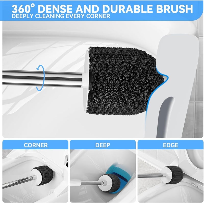 LOVLOY Toilet Brush, Toilet Brush and Holder Set, Toilet Bowl Brush Head with Ventilated Holder, Compact Toilet Brush Set for Bathroom Deep Cleaning (1, White) - Image 3