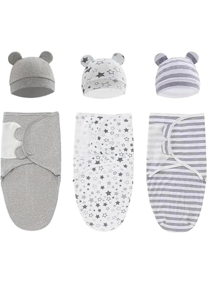 HOOKOR Durku Baby Swaddle Sleep Sacks with Hat,3Pack Newborn Swaddle Sack, Baby Swaddles Sleep Sack 0-3 Months, Wearable Blanket Baby, Baby Swaddle Blanket Wrap, Swaddle Sack, Easy Change Swaddle (Style B)  - Image 1
