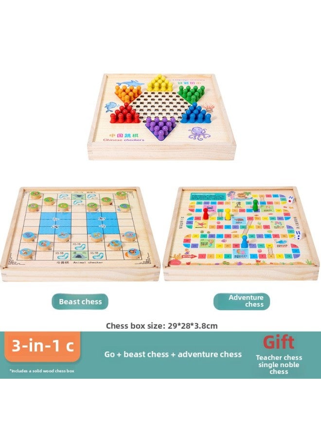 لعبة ألغاز سطح المكتب لعبة جوبانج متعددة الوظائف خشبية سبعة في واحد شطرنج طائر لعبة الداما للأطفال