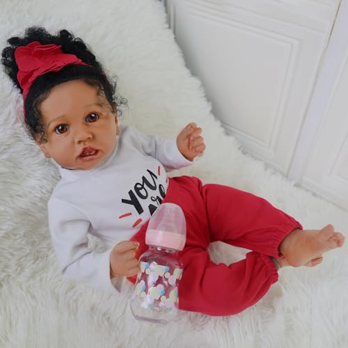 KSBD Realistic Reborn Baby Doll Black Girl – 20 Inch Lifelike Real Life African American Newborn Doll with Soft Body Gift Set for Kids Age 3+ - Image 5