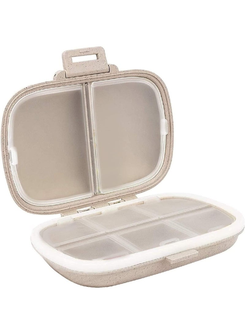 Generic 8 Compartments Portable Vitamin Daily Pill Box For Pocket Wallet Medication Organizer (Khaki) - Image 1
