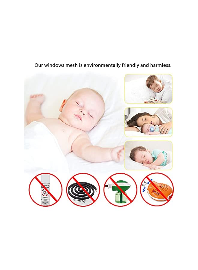 The Bros Fly Screen Nets for Window, DIY Self-Adhesive Window Screen Mesh with 4 Rolls White Tapes, Washable and Reusable, Block Mosquitoes, Flies and Bugs Enter (1.3M x 1.5M, White), 4 Packs - Image 4