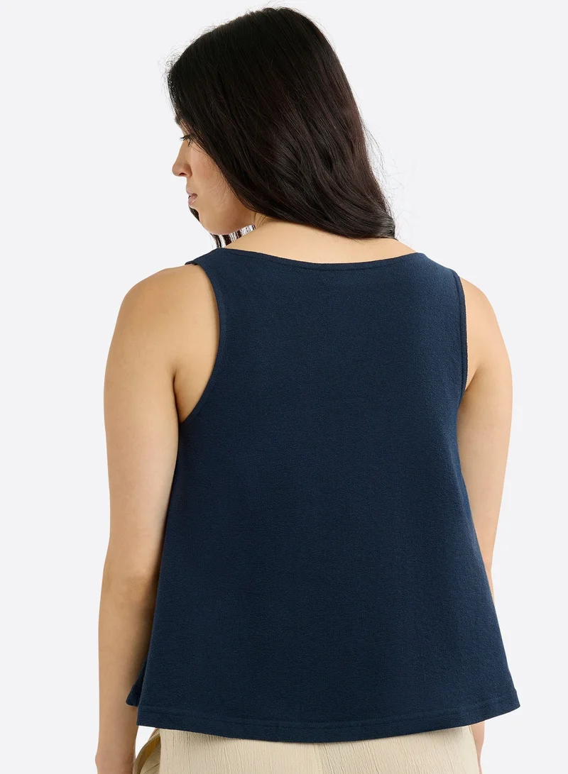 NAUTICA Sleeveless Premium Cotton Logo V-Neck T-shirt