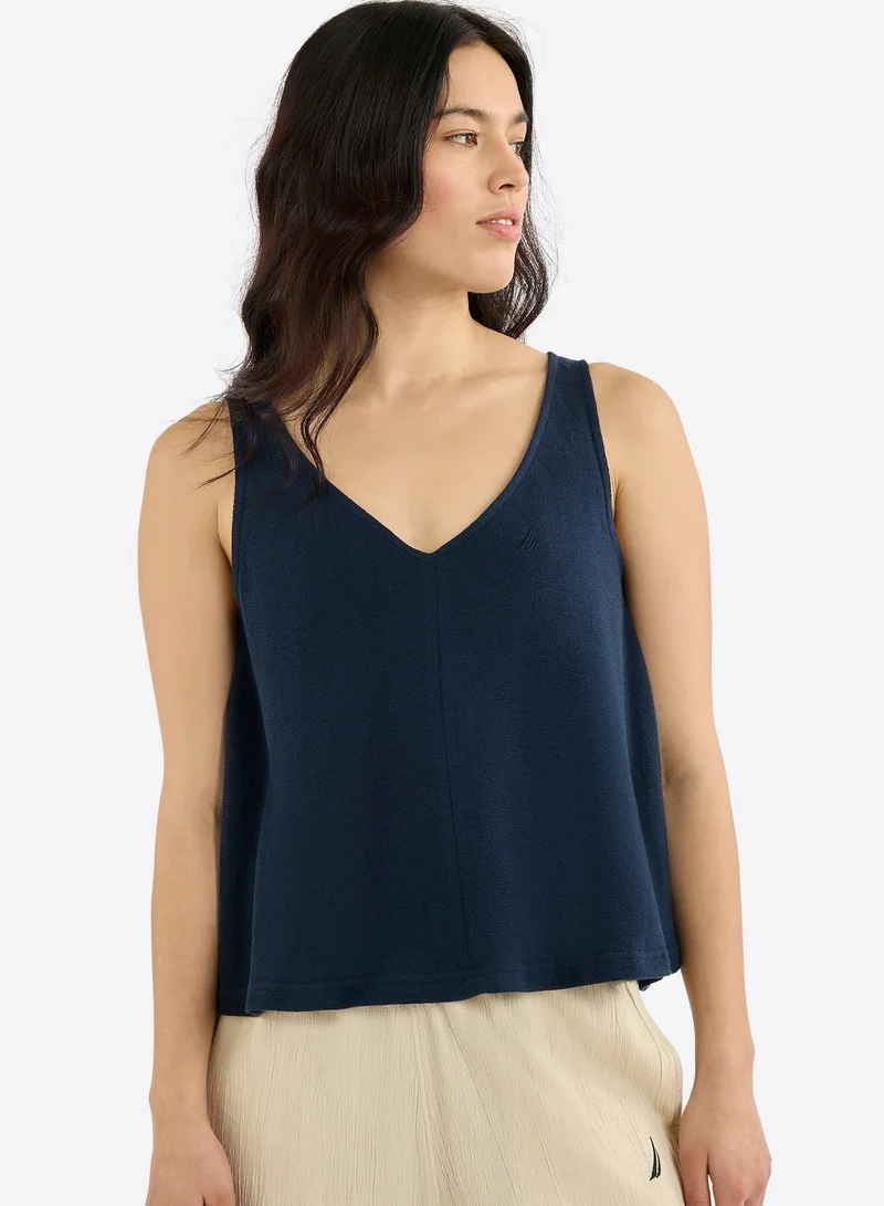 NAUTICA Sleeveless Premium Cotton Logo V-Neck T-shirt