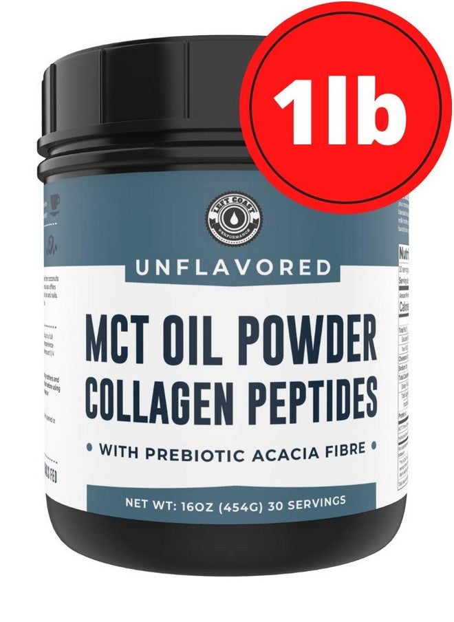 Left Coast Performance - Mct Oil Powder + Keto Collagen Peptides + Acacia Fibre 16Oz (Unflavored). 10G Mct 5G Collagen. Mct Collagen For Coffee Creamer Shakes Smoothies Ketogenic Low Carb Protein Powder - Image 1