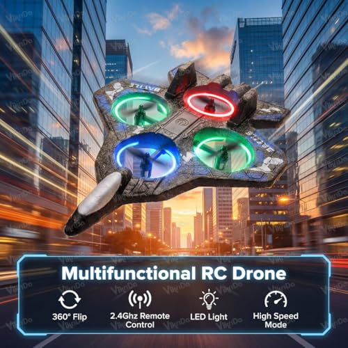 VikriDA Remote Control Fighter Jet RC Airplane for Kids & Adults with LED Lights | 360° Flip, Stunt Roll Flying Plane Toy for Boys - Image 3