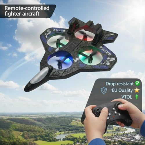 VikriDA Remote Control Fighter Jet RC Airplane for Kids & Adults with LED Lights | 360° Flip, Stunt Roll Flying Plane Toy for Boys - Image 5