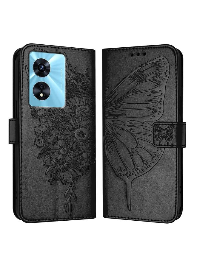 اس-توب جراب لهاتف OPPO A77 5G / A97 5G جراب هاتف جلدي منقوش على شكل فراشة - Image 1