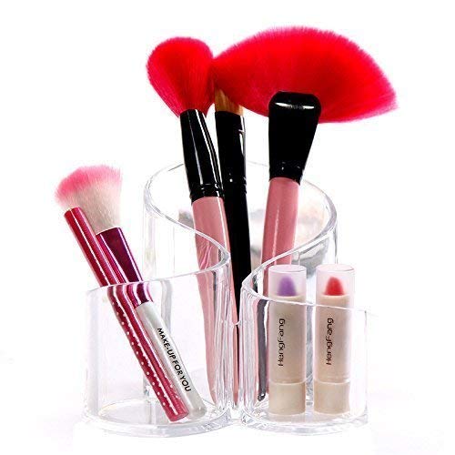 ONTRIP ONTRIP Acrylic Makeup 3 Compartments Acrylic Cosmetic Organizer Display Stand - Makeup Brushes/Lipstick/Pencil/Hair Combs and Jewelry Storage Holder for Home-1 pcs - Image 4
