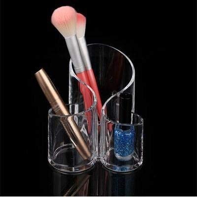 ONTRIP ONTRIP Acrylic Makeup 3 Compartments Acrylic Cosmetic Organizer Display Stand - Makeup Brushes/Lipstick/Pencil/Hair Combs and Jewelry Storage Holder for Home-1 pcs - Image 2