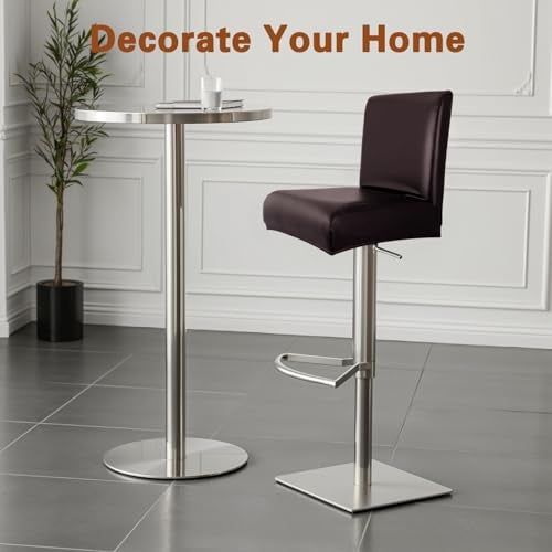 WUSOUPU PU Leather Bar Stool Covers with Backs, 4 Pack Stretch Waterproof Bar Stool Chair Covers Washable & Comfortable Barstool Covers Slipcovers with Back for Pub/Counter/Dining Room Decoration (Brown) - Image 2