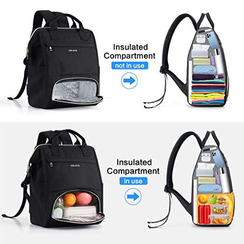OIWAS Lunch Backpack for Women and Men, 15.6 inch Laptop Backpack with Insulated Compartment, Work Backpack with USB Port, Lunch Bag Suitable for Travel Work Picnics Hiking, Black - Image 3