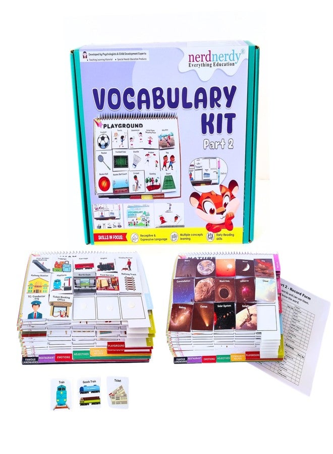 NerdNerdy Vocabulary & PEC Kit Part 2 for Children with Autism/Speech Therapy/Focuses on Functional Skill/Includes 12 Categories Like Airport, Railway etc/ 300+velcroed PECs - Image 1