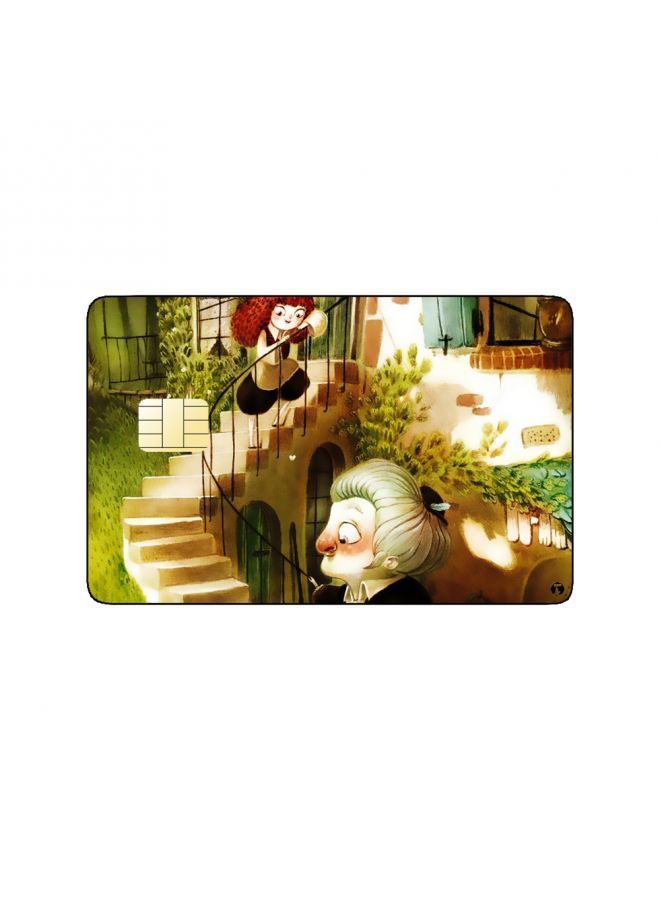 RKN PRINTED BANK CARD STICKER Cute Old Woman Drawing With Fox - Image 1