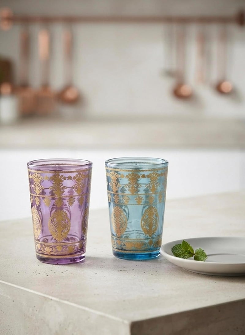 Cuisine Art Huda Deco Moroccan Glass Set, 6 Pieces - Traditional Moroccan Tea Glasses for Mint Tea, Water & Juice – Handcrafted Arabic Style Glassware for Home, Dining & Gifting (Multicolor) - Image 4