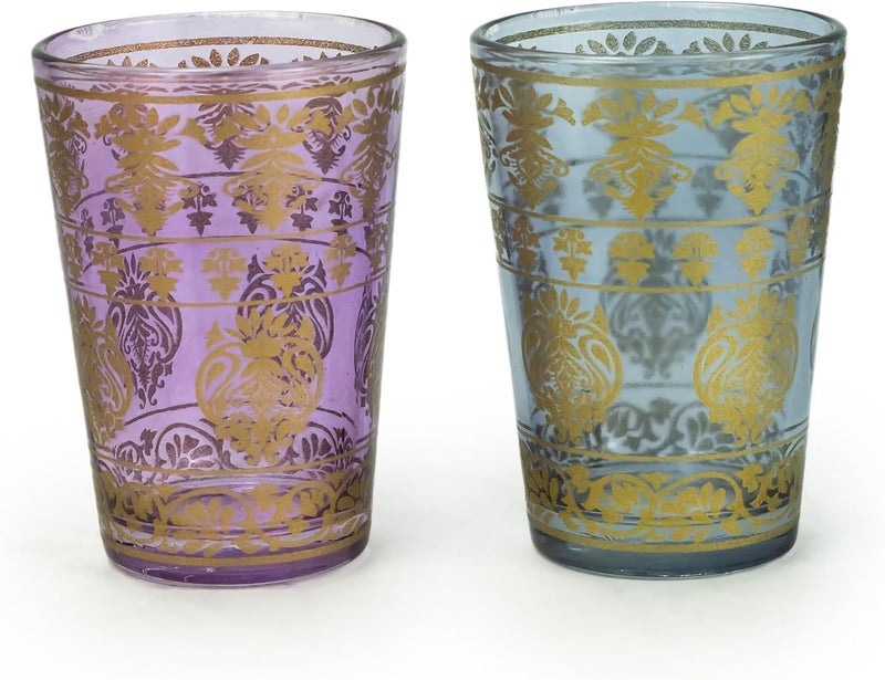 Cuisine Art Huda Deco Moroccan Glass Set, 6 Pieces - Traditional Moroccan Tea Glasses for Mint Tea, Water & Juice – Handcrafted Arabic Style Glassware for Home, Dining & Gifting (Multicolor) - Image 5