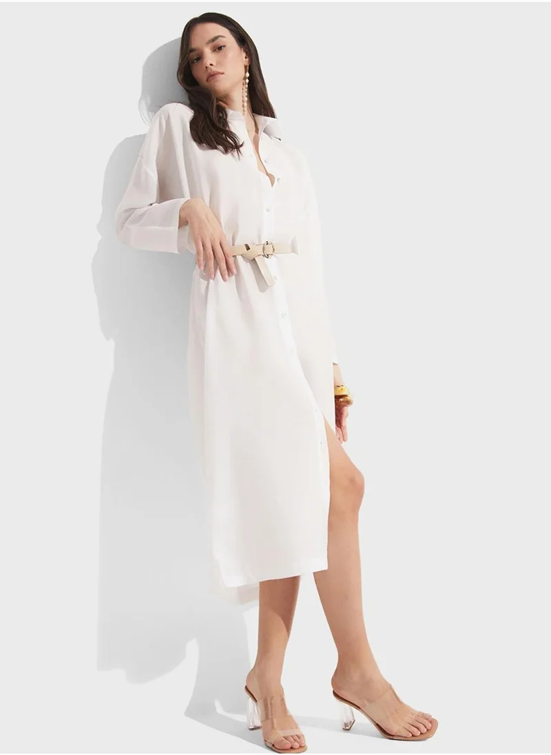 JUNE Relaxed Shirred Dress