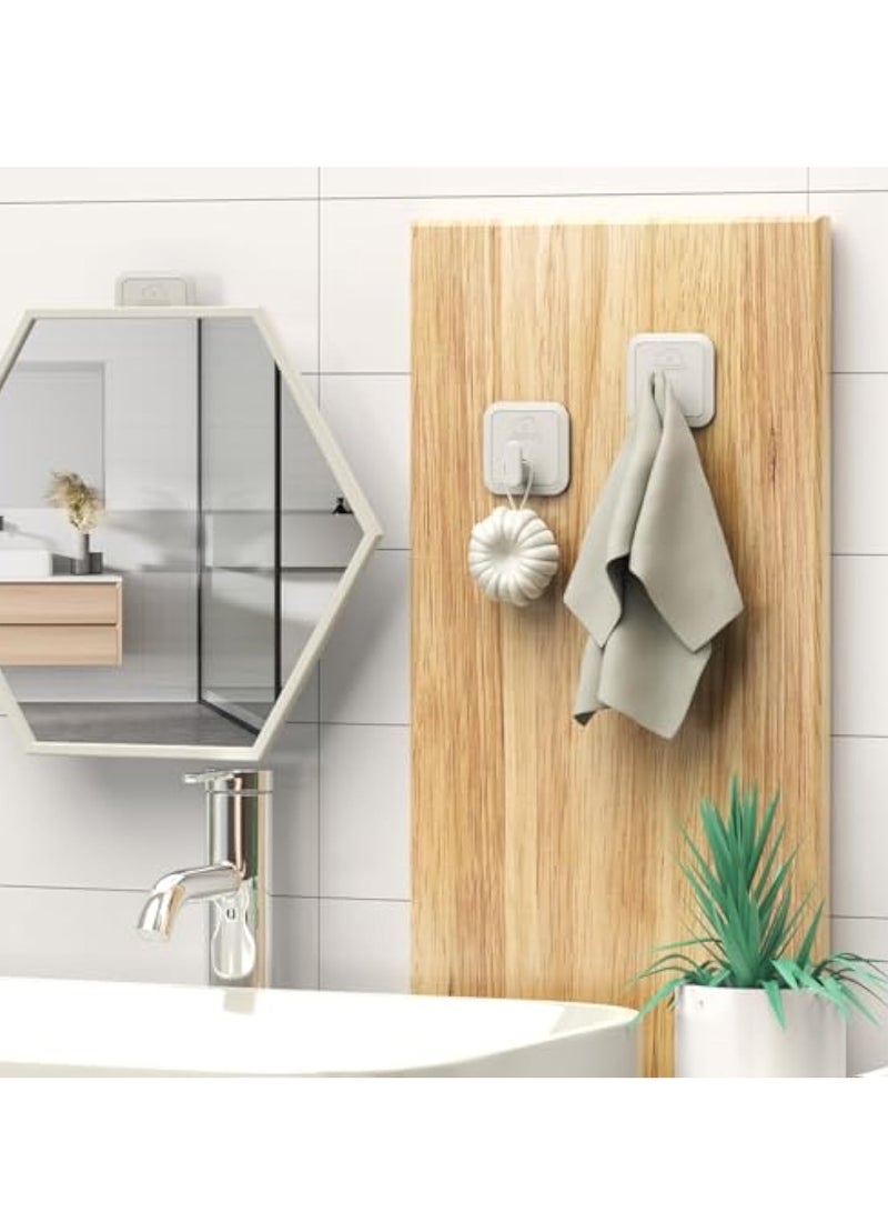 Suntown 4Pcs Adhesive Hooks, Designer Hooks, for Hanging Heavy Duty 11 lbs, Damage Free Hanging Wall Hooks with Adhesive Strips, Easy to Hang Robe Towel Sticky Hooks, Waterproof Adhesive Wall Hooks - Image 3