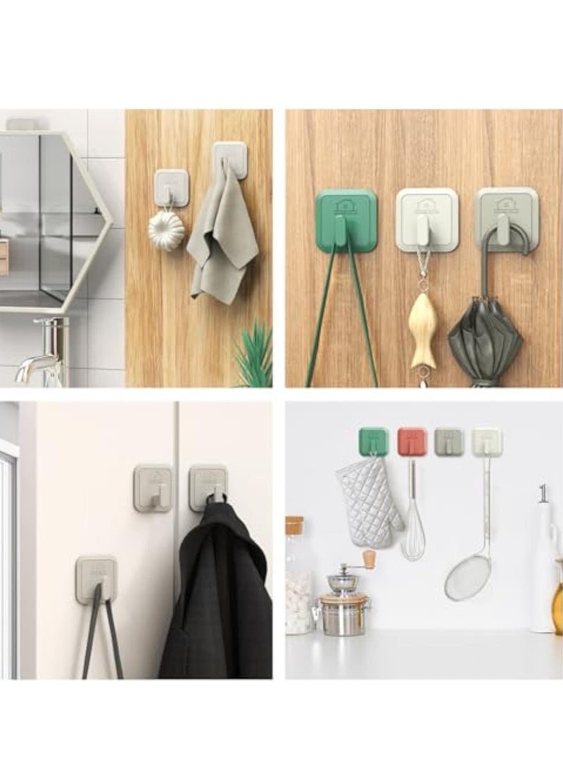 Suntown 4Pcs Adhesive Hooks, Designer Hooks, for Hanging Heavy Duty 11 lbs, Damage Free Hanging Wall Hooks with Adhesive Strips, Easy to Hang Robe Towel Sticky Hooks, Waterproof Adhesive Wall Hooks - Image 4