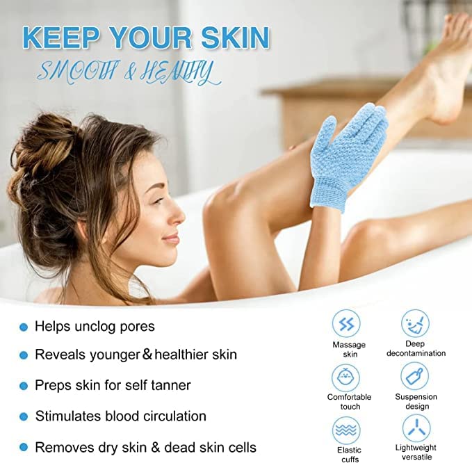 Yiclick Heavy Exfoliating Gloves Exfoliating Body Scrubber for Bath Shower Exfoliation Body Scrub Exfoliator for Dead Skin Remover Exfoliate Sponge Loofah Washcloth Mitt Men Women 4Pink - Image 4