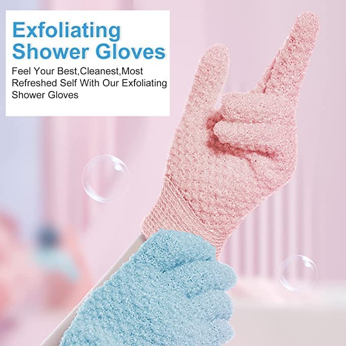 Yiclick Heavy Exfoliating Gloves Exfoliating Body Scrubber for Bath Shower Exfoliation Body Scrub Exfoliator for Dead Skin Remover Exfoliate Sponge Loofah Washcloth Mitt Men Women 4Pink - Image 2