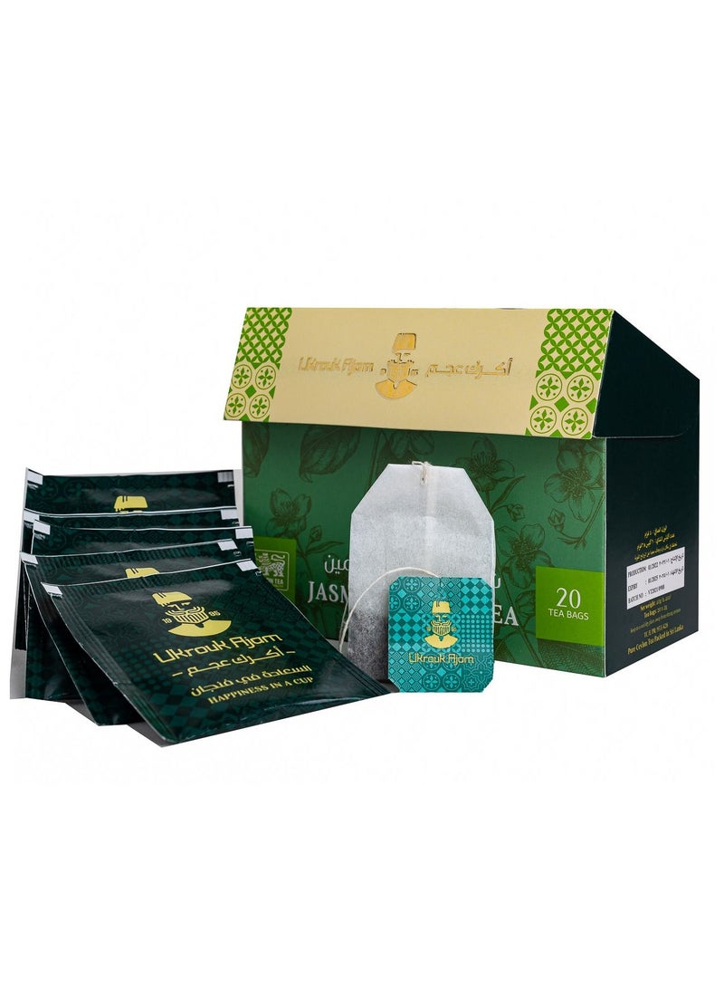 Ukrouk Ajam Ukrouk Ajam Pure Ceylon Jasmine Green Tea  20 enveloped Tea Bags  - Image 4