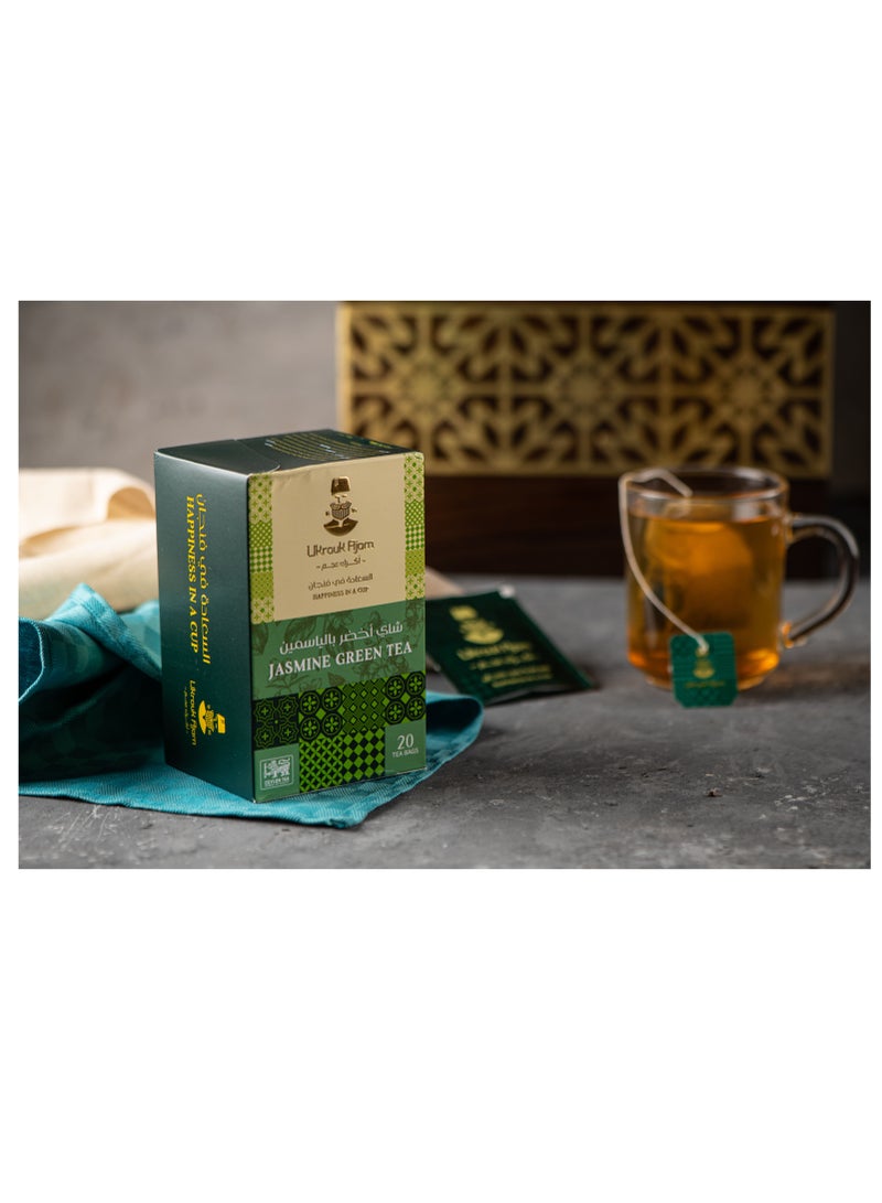 Ukrouk Ajam Ukrouk Ajam Pure Ceylon Jasmine Green Tea  20 enveloped Tea Bags  - Image 1