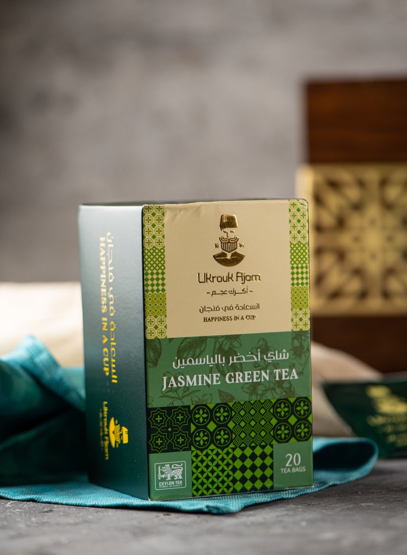 Ukrouk Ajam Ukrouk Ajam Pure Ceylon Jasmine Green Tea  20 enveloped Tea Bags  - Image 5
