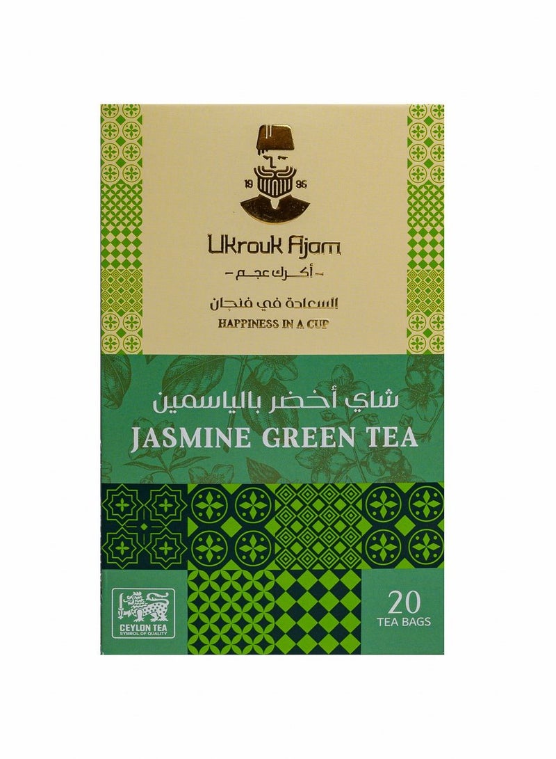 Ukrouk Ajam Ukrouk Ajam Pure Ceylon Jasmine Green Tea  20 enveloped Tea Bags  - Image 3