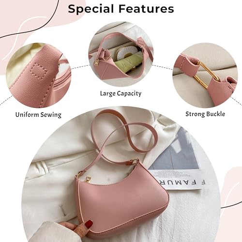 Kraptick Hand Bag – Stylish Small Shoulder Bag for Women, Mini Shoulder Purse, Casual Lightweight Sling Bag for Women, Crossbody Bag for Ladies, Women’s Travel Handbag (Pink) - Image 5