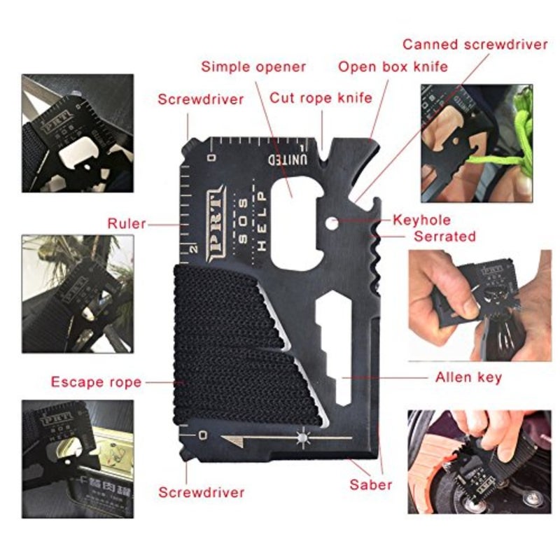 Emergency Survival Kit 13 in 1, Outdoor Survival Gear Tool with Survival Bracelet, Fire Starter, Whistle, Wood Cutter, Water Bottle Clip, Pen Survival Kit 1 - Image 4