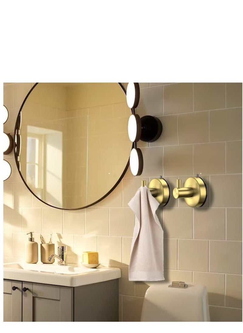 Generic - Suction Cup Hooks for Shower Towel Holder Stainless Steel Vacuum Bathroom Shower Hook Suction Washcloth Hanger Kitchen Towel Rack for Robe Loofah Wreath Glass Door Window Wall Brushed Gold 2Pcs - Image 1