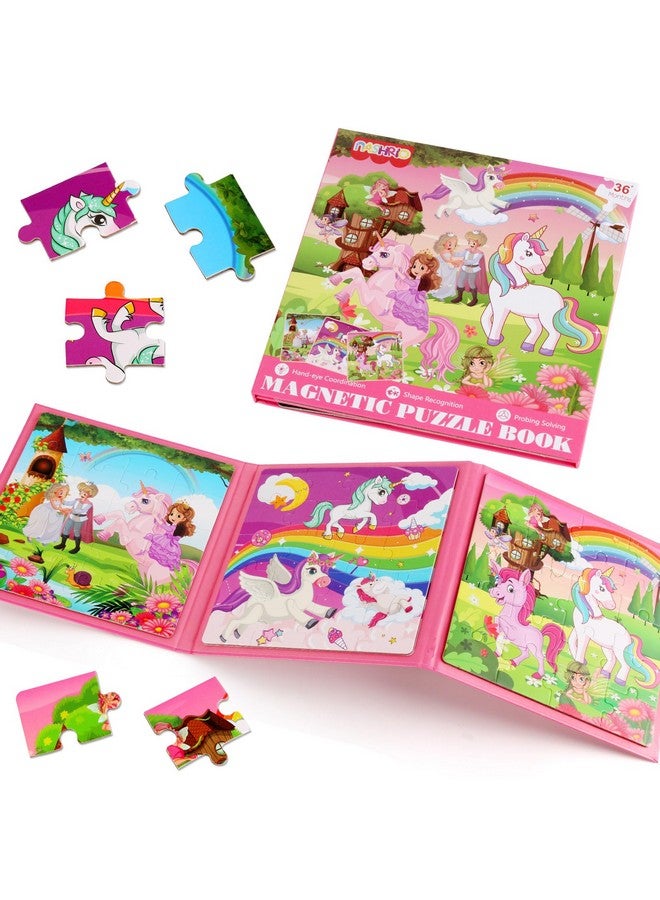 NASHRIO Magnetic Puzzles For Kids Ages 4-6, 20-Piece Toddler Travel Toys Unicorn Princess Puzzles Ages 3-5, Educational Learning Magnets, Ideal Road Trip Activities Toys For 3 4 5 6 Boys And Girls - Image 1