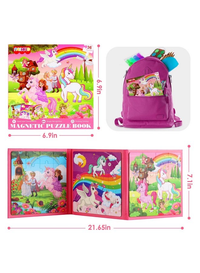 NASHRIO Magnetic Puzzles For Kids Ages 4-6, 20-Piece Toddler Travel Toys Unicorn Princess Puzzles Ages 3-5, Educational Learning Magnets, Ideal Road Trip Activities Toys For 3 4 5 6 Boys And Girls - Image 3