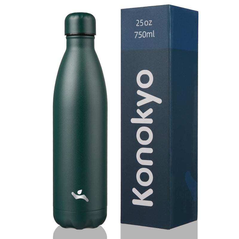 Konokyo Insulated Water Bottles25 oz Double Wall Stainless Steel Vacumm Metal Flask for Sports TravelArmy Green