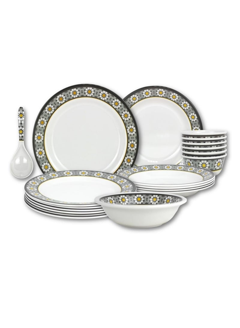 Melrich Melrich 20 Pcs Melamine Dinner Set Dinner and Soup plates Curry ladle Salad bowl and Bowl Dishwasher and Freezer safe Durable and Strong - Image 1