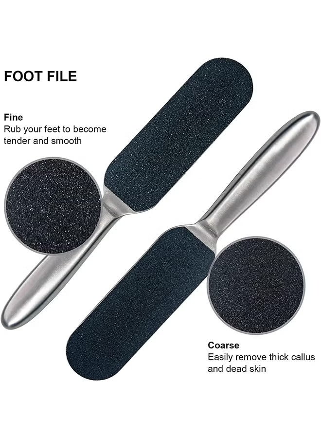 مبرد قدم للعناية بالقدمين ومزيل للكالو من 11 قطعة للبشرة الصلبة، مبرد قدم من الفولاذ المقاوم للصدأ مع 10 وسادات بديلة مجانية لإعادة التعبئة - Image 2