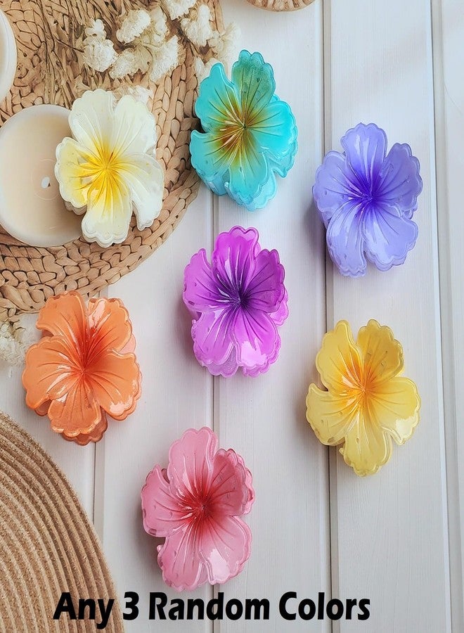 RHOSYN HAIR ACCESSORIES Combo of 3 Floral Hair Claw Clips For Women & Girls Flower Shape Decorative Clutchers Fancy Barrettes Strong Hold Juda Bun Clips (Any Colors) - Image 2